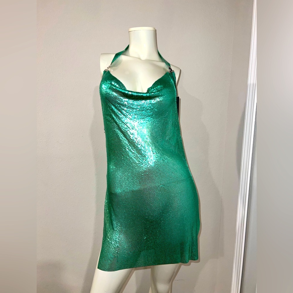 Green Chainmail Mini Dress {NEVER WORN}